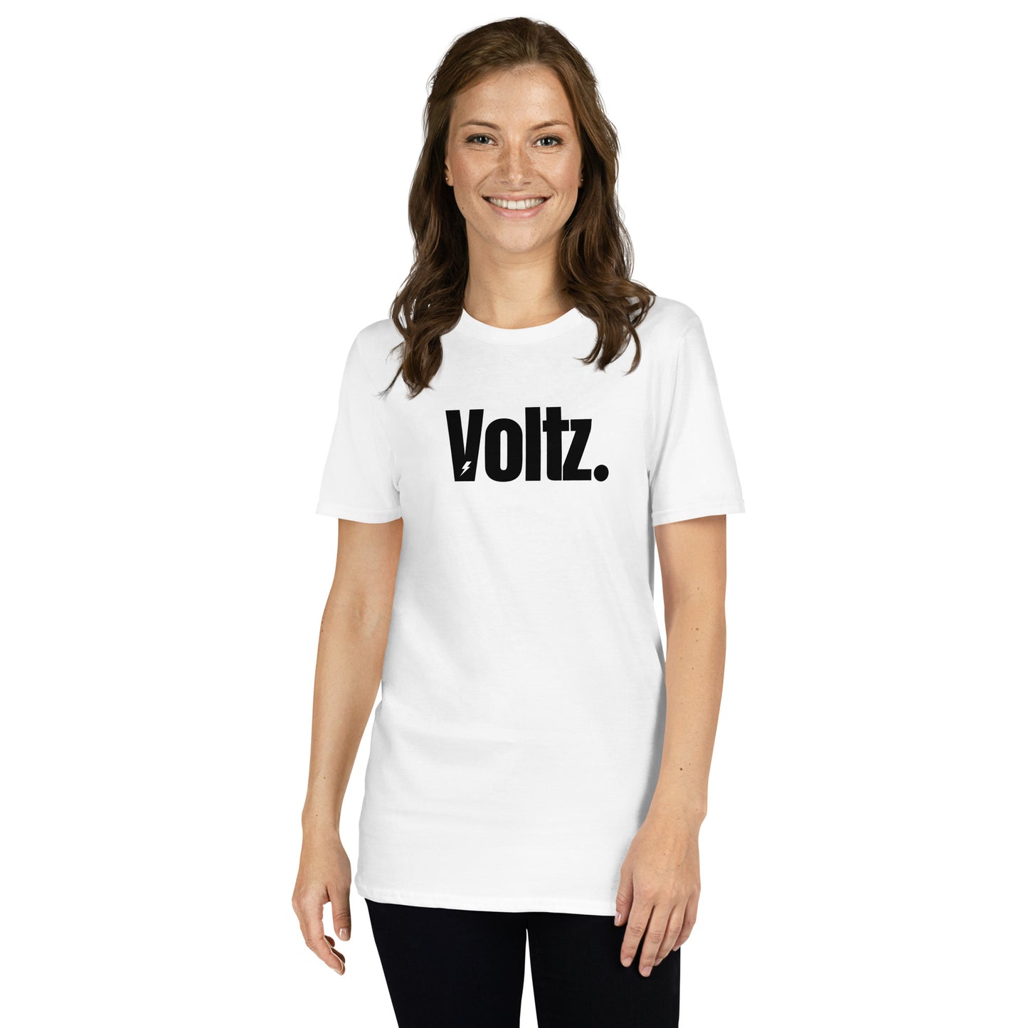 T-shirt femme blanc logo noir Voltz